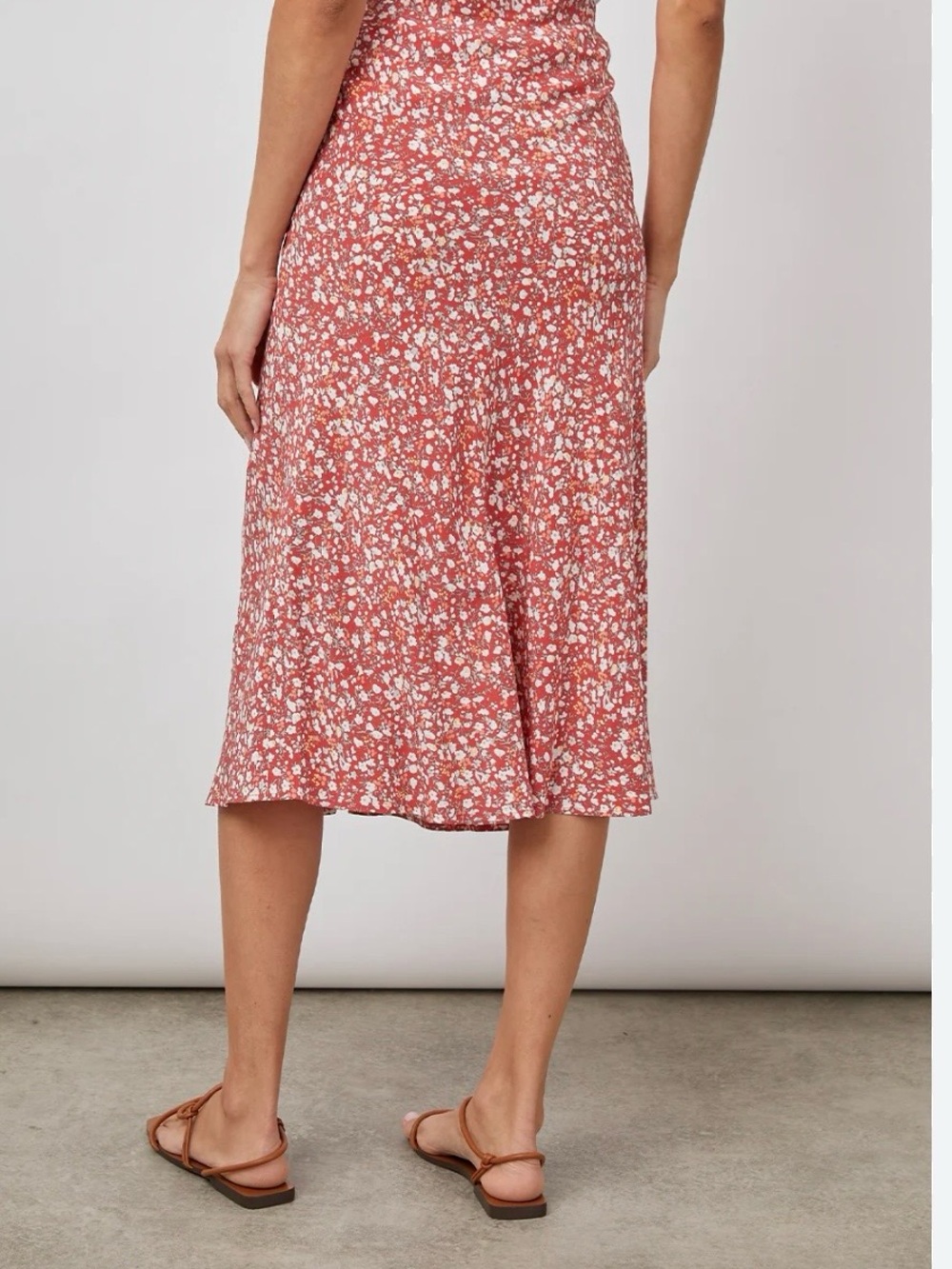 Rails Red and White Floral Midi Skirt in Dusty Rose
